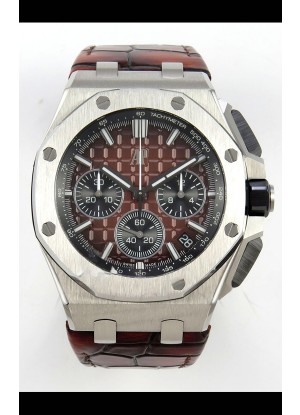 Reloj Royal Oak Offshore Chronograph 26420 con esfera marrón, superclon