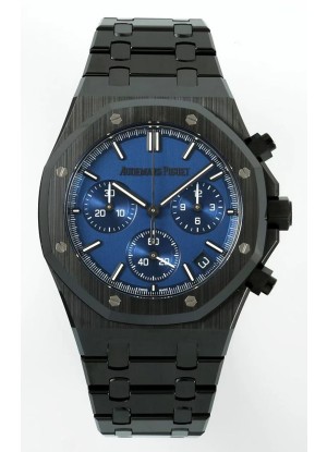 Reloj Royal Oak Chrono 26240 de cerámica negra con esfera azul, réplica de alta calidad