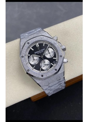 Reloj Royal Oak Chrono 26240 de oro blanco esmerilado con esfera negra, superclon