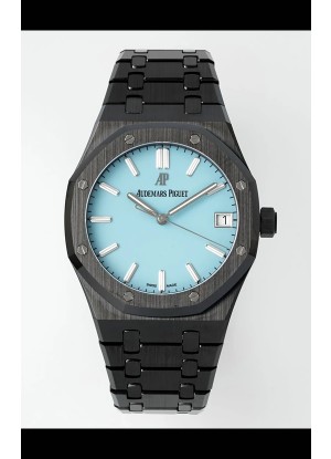 Reloj Royal Oak 15500 con esfera azul Tiffany y cerámica, réplica perfecta