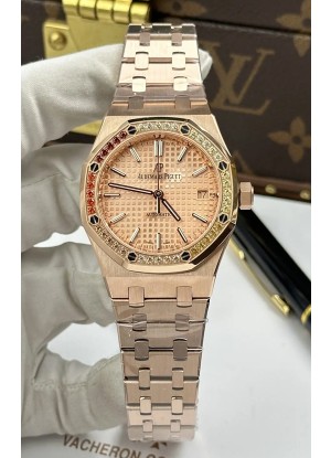 Reloj Royal Oak de 37 mm con esfera color champán y movimiento 3120, superclon