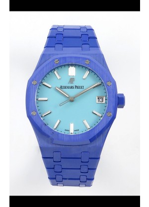 Reloj Royal Oak 15500 con esfera azul Tiffany y cerámica azul, réplica perfecta