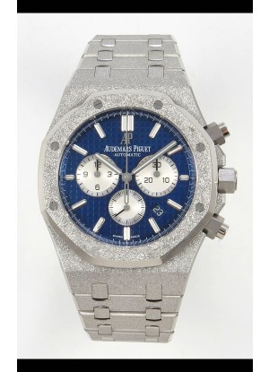 Reloj Royal Oak Chrono 26331, oro blanco esmerilado, esfera azul, superclon