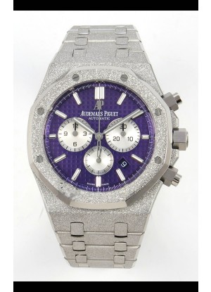 Reloj Royal Oak Chrono 26331, oro blanco esmerilado, esfera morada, superclon