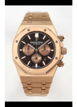 Reloj Royal Oak Chrono 26331 de oro rosa con esfera marrón, superclon