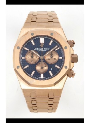 Reloj Royal Oak Chrono 26331 de oro rosa con esfera azul, superclon