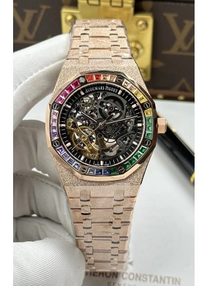 Reloj Royal Oak Openworked 15412OR Oro rosa esmerilado, Superclon