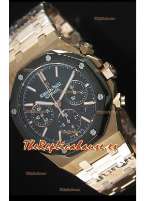 Audemars Piguet Royal Oak Réplica espejo 1:1 en Oro Rosado y Dial en Cerámica texturizado a Cuadros