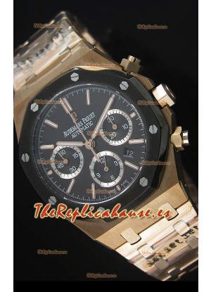 Audemars Piguet Royal Oak Oro Rosado, Dial en Cerámica color Negro - Réplica en escala 1:1