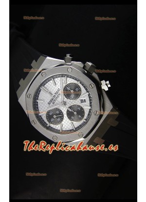 Audemars Piguet Royal Oak Reloj Cronógrafo en Acero Inoxidable Caja y Bisel en Blanco