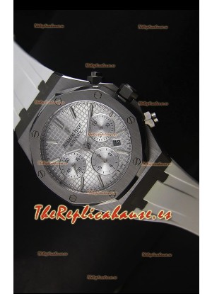 Audemars Piguet Royal Oak Reloj Cronógrafo en Acero Inoxidable Caja y Bisel en Blanco