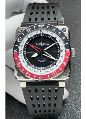 Reloj réplica suizo Bell and Ross BR03 GMT Compass con bisel rojo/negro