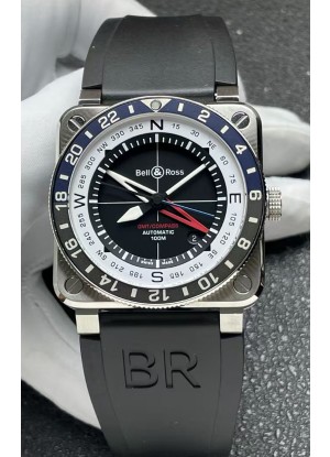 Reloj réplica suizo Bell and Ross BR03 GMT Compass con bisel azul/negro