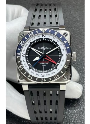 Reloj réplica suizo Bell and Ross BR03 GMT Compass con bisel azul/negro
