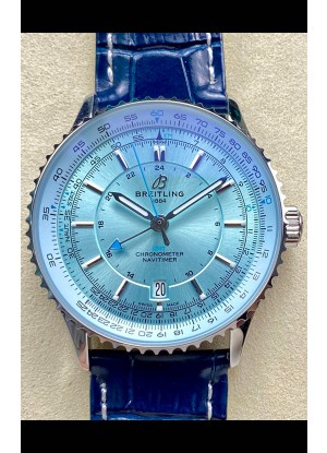Reloj réplica suizo Breitling Navitimer 01 GMT con esfera azul hielo