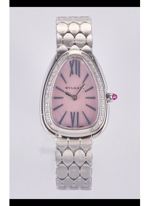 Reloj Superclon Serpenti Seduttori con esfera rosa perlada y caja de acero