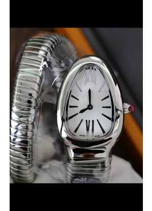 Reloj Serpenti Superclon de acero inoxidable con esfera blanca