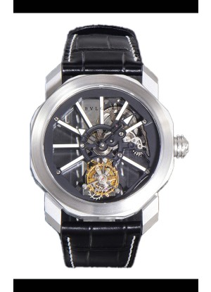 Reloj Bvlgari Octo Roma de titanio con marcadores de hora blancos, réplica perfecta