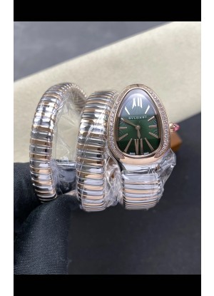 Reloj Serpenti Tubogas Double Spiral con esfera verde y dos tonos, superclon