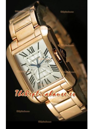 Cartier Tank Anglaise Mid Sized, Reloj Réplica Suiza color Oro Rosado - Réplica en escala 1:1