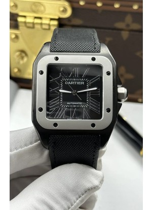 Reloj Santos De Cartier con esfera negra y revestimiento PVD MLF Superclon