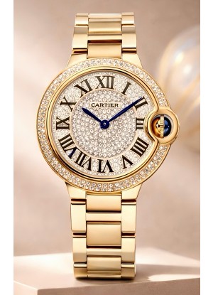 Reloj Ballon De Cartier Suizo Quartz de 33 mm, oro rosa, diamantes, superclon
