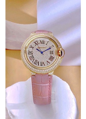 Reloj Ballon De Cartier Suizo Quartz de 36 mm, oro rosa, diamantes, superréplica