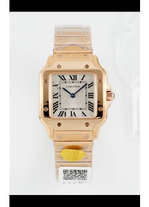 Reloj Cartier Santos Swiss Quartz de 27 mm, oro rosa, superclon