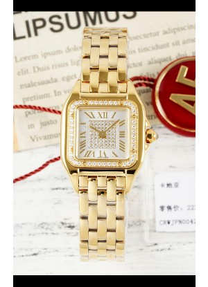 Reloj PANTHERE de Cartier de 22 mm con diamantes, esfera y oro amarillo, superclon