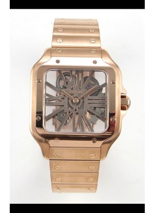 Reloj Cartier Santos Superclon con esfera esqueletizada en oro rosa