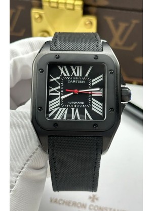 Reloj Santos De Cartier con esfera negra y revestimiento PVD MLF Superclon