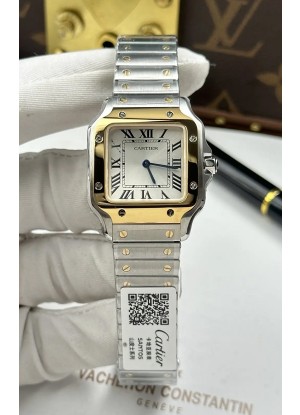 Reloj Cartier Santos Swiss Quartz de 27 mm, bicolor, superclone