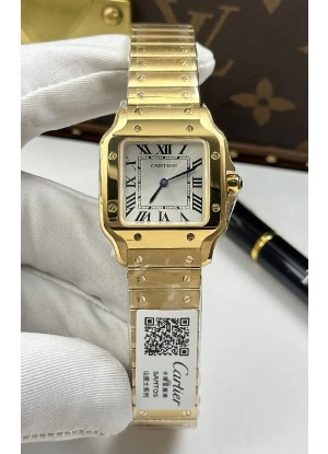 Reloj Cartier Santos Swiss Quartz de 27 mm, oro amarillo, superclon