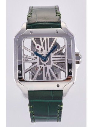 Reloj Santos De Cartier Superclon con esfera esqueletizada y caja de acero