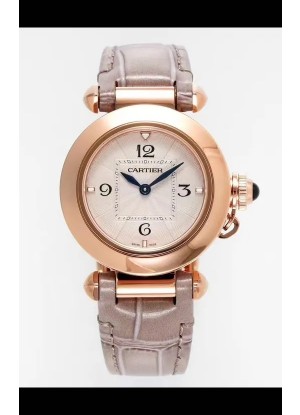 Reloj Pasha De Cartier con caja de oro rosa de 30 mm, réplica de alta calidad