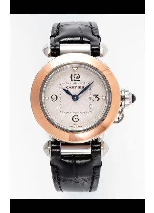 Reloj Pasha De Cartier con caja de oro rosa de 30 mm, réplica de alta calidad