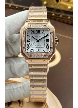 Reloj Santos De Cartier de 35 mm, edición Superclon de oro rosa