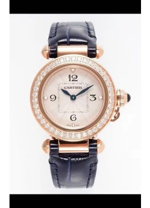 Reloj Pasha De Cartier con caja de oro rosa de 30 mm, réplica de alta calidad