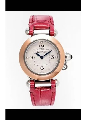 Reloj Pasha De Cartier con caja de oro rosa de 30 mm, réplica de alta calidad