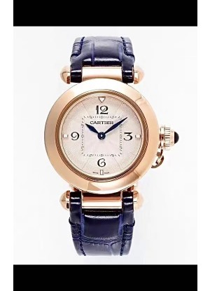 Reloj Pasha De Cartier con caja de oro rosa de 30 mm, réplica de alta calidad
