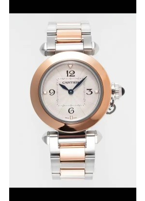 Reloj Pasha De Cartier con caja bicolor de 30 mm, réplica de alta calidad