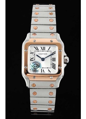 Reloj Cartier Santos Swiss Quartz de 27 mm, bicolor, superclone