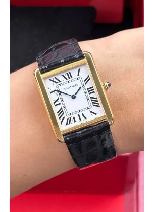 Reloj Cartier Tank Solo de 27 mm, oro amarillo, cuarzo suizo, superclon