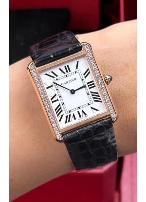 Reloj Cartier Tank Solo de 27 mm, oro rosa, cuarzo suizo, superclon
