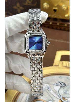 Reloj Cartier Panthère Superclon con caja de acero de 22 mm y esfera azul