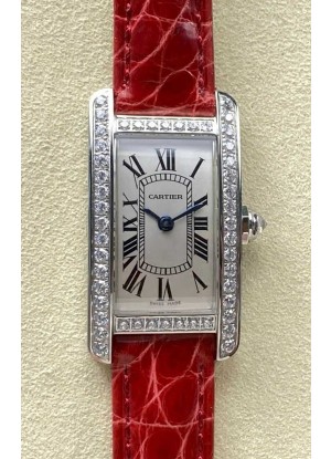 Reloj réplica suizo Cartier Tank Americaine de cuarzo suizo con caja de acero de 19 mm
