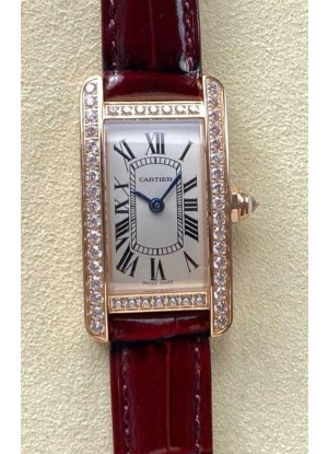Reloj réplica Cartier Tank Americaine Suizo Quartz de 19 mm en oro rosa