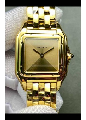 Reloj PANTHERE de Cartier de 27 mm con esfera dorada, réplica perfecta