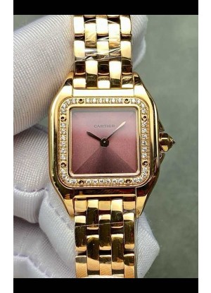 Reloj PANTHERE de Cartier de 22 mm con esfera roja y diamantes, réplica perfecta