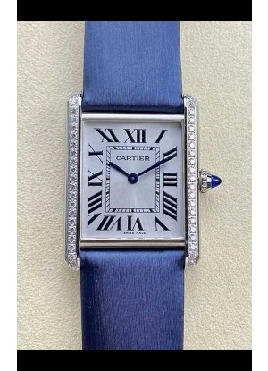 Reloj Cartier Tank Louis de 25 mm con movimiento de cuarzo suizo y correa azul